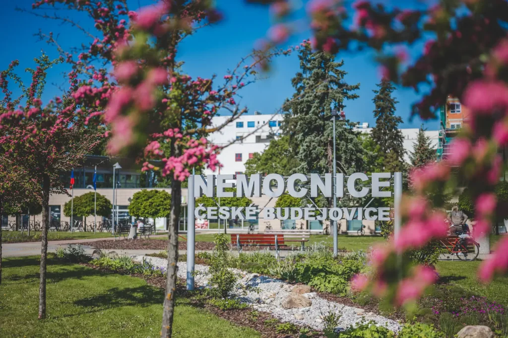 vstup do nemocnice v Českých Budějovicích
