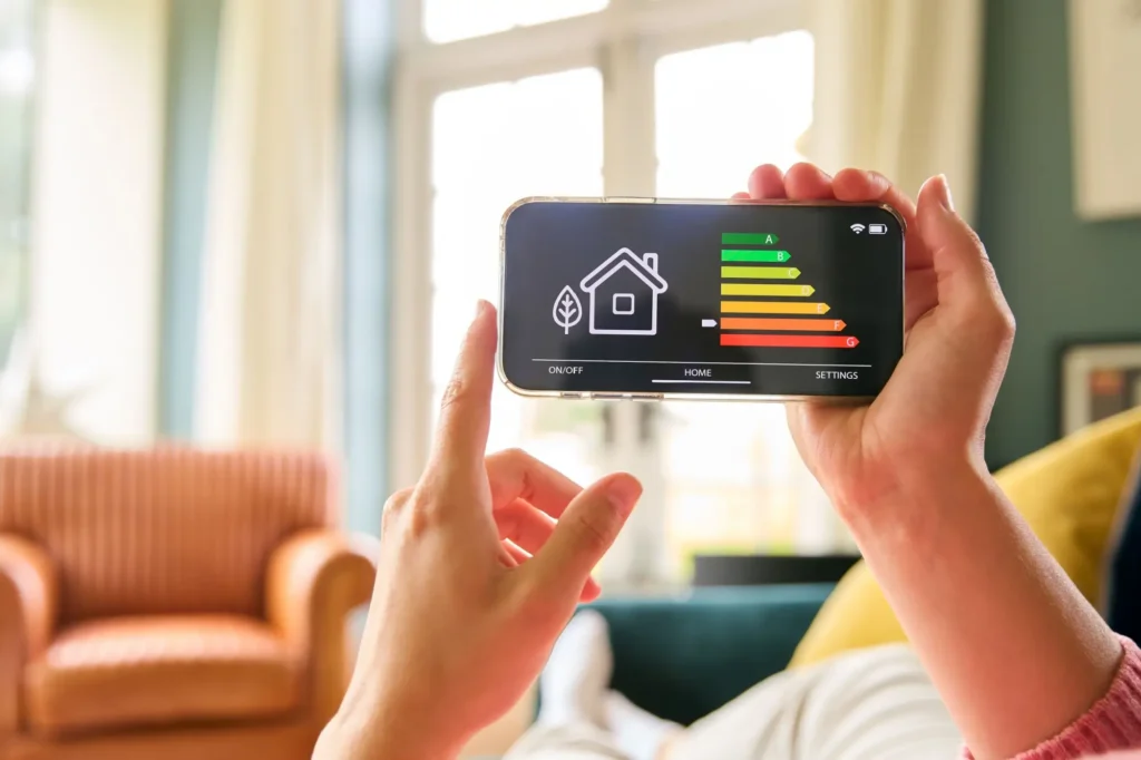 Shutterstock_2462261677 - Techsvět Smartphone s aplikací měření energie