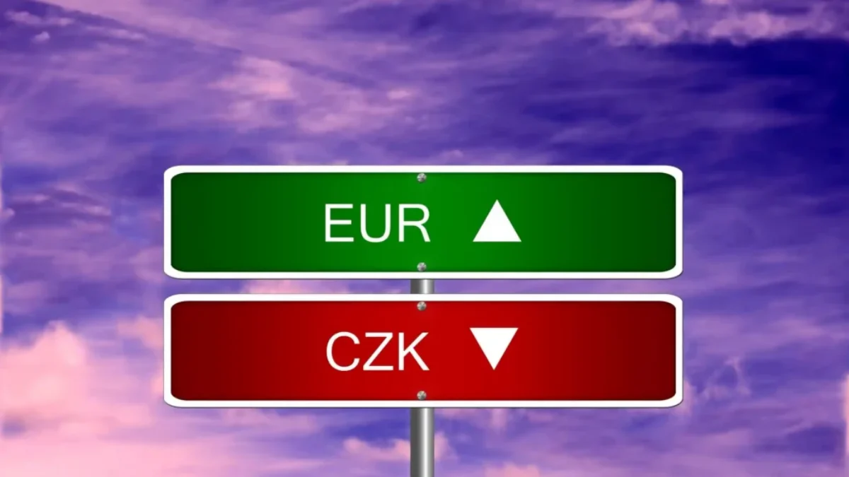 Cedule symbolizující příchod eura a odchod české koruny
