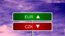 Cedule symbolizující příchod eura a odchod české koruny