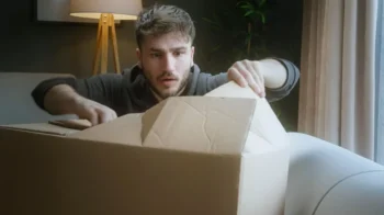 Muž otevírá krabici