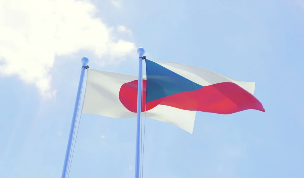 Česká a japonská vlajka