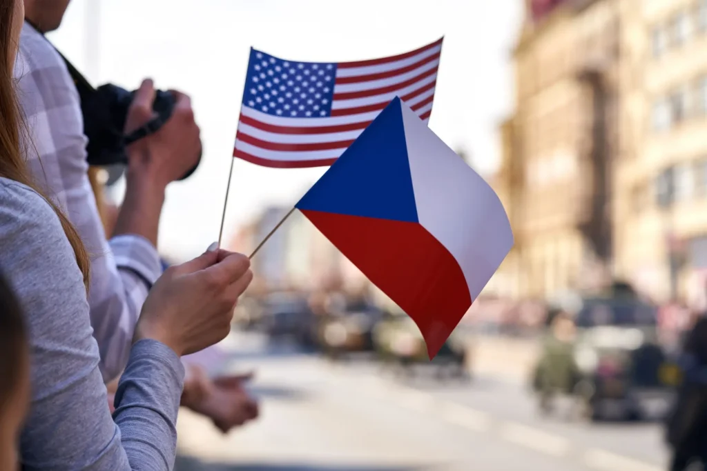Česká a americká vlajka
