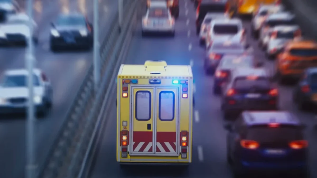 Záchranka jede v koloně