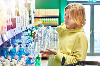 Žena nakupuje vodu