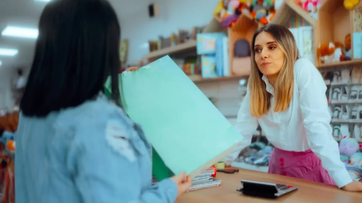 žena reklamuje zboží