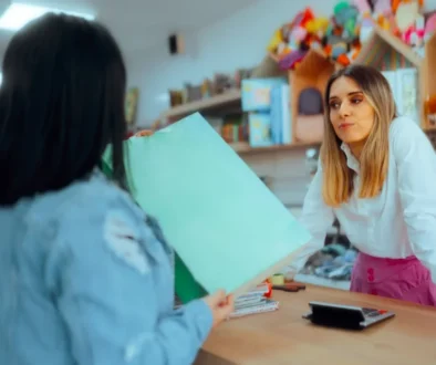 žena reklamuje zboží