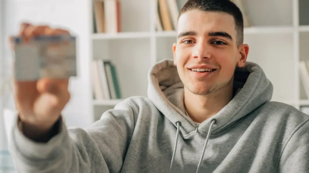 mladý muž s občankou