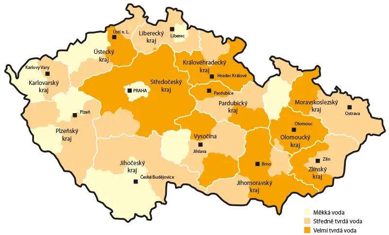 - Techsvět mapa tvrdosti vody v ČR