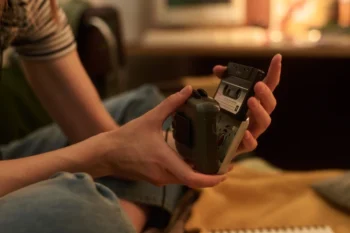 Zátiší s retro technologiemi z 90. let, jako jsou kazety, staré telefony a herní konzole.