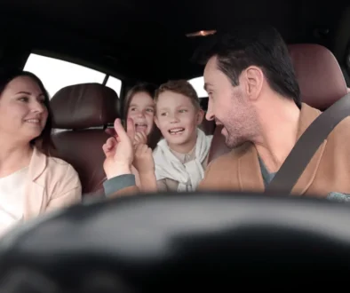 rodina v autě