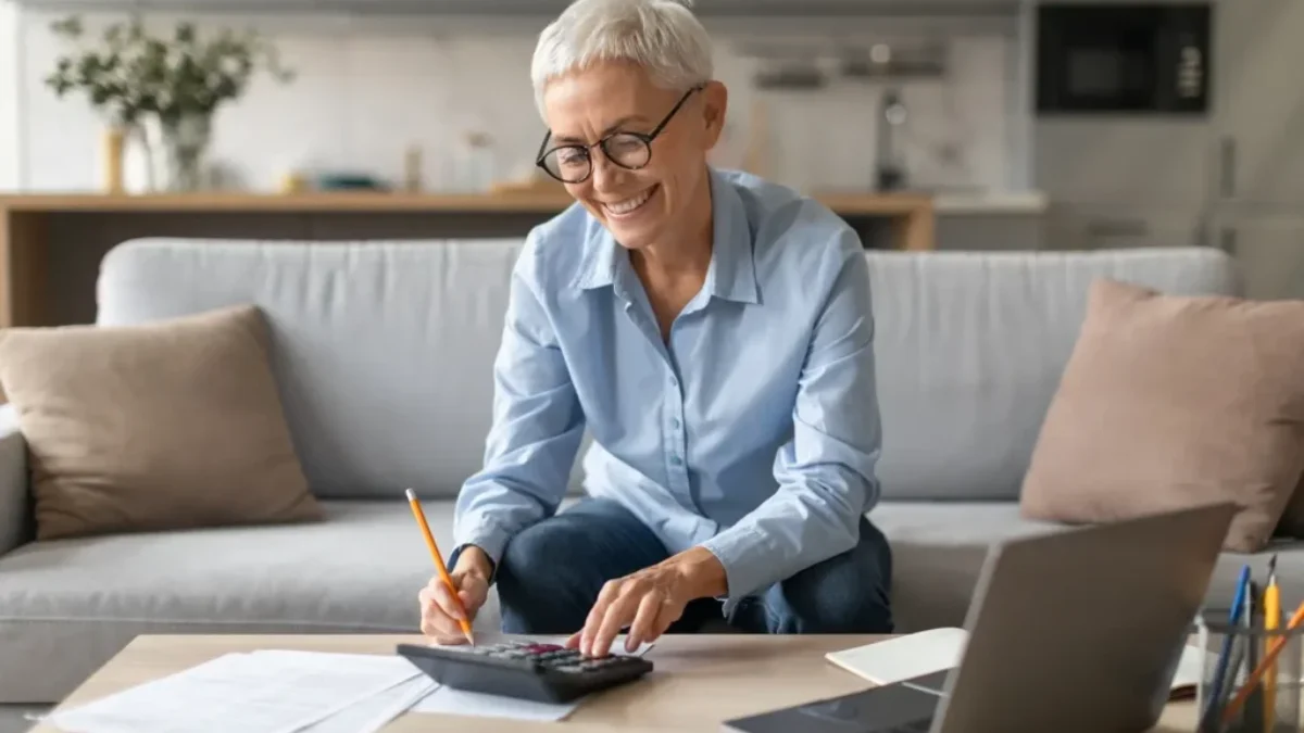 žena sedí a počítá