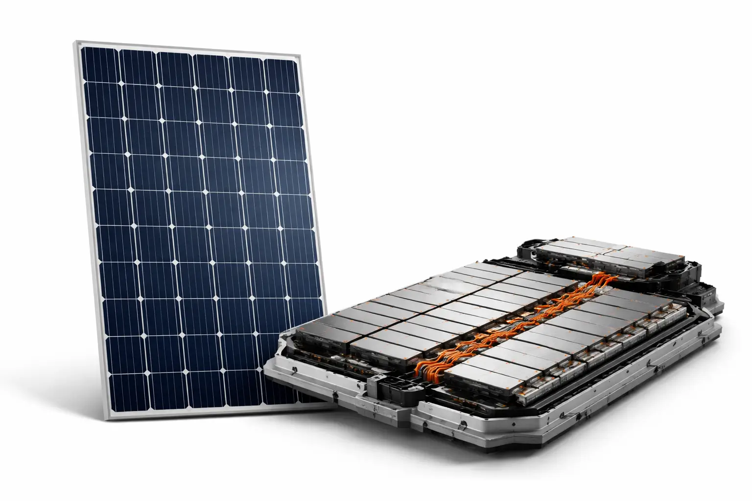 Solární panel a baterie z elektromobilu