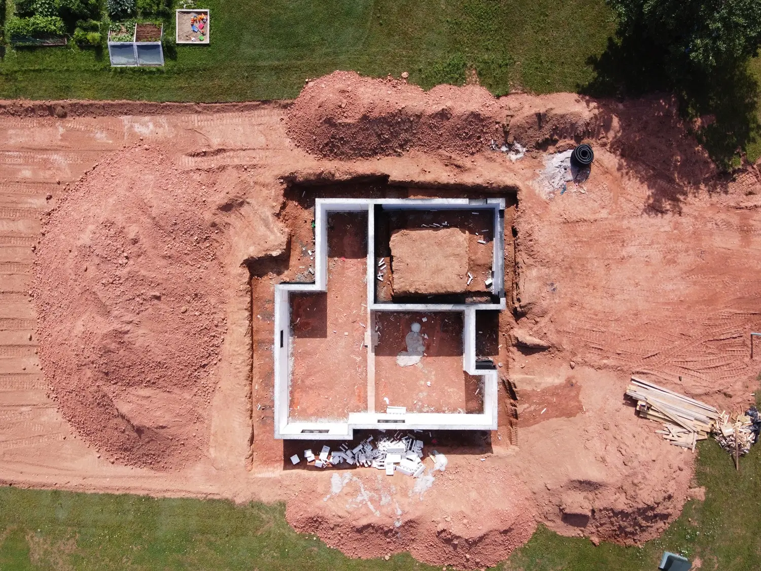 ztracené bednění, pohled shora