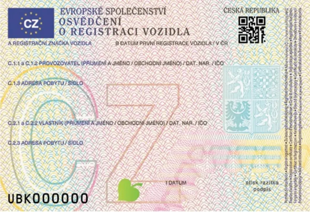 - Techsvět Přední strana nového osvědčení o registraci vozidla