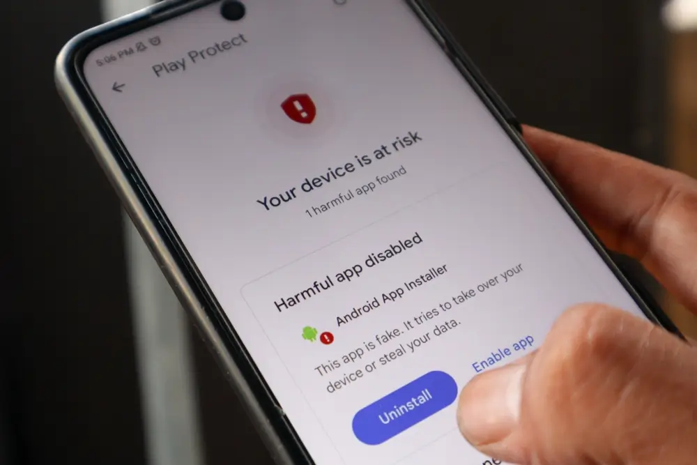 Technologie Play Protect v reálném čase hrozby monitoruje a varuje vás, pokud odhalí nějaké hrozby.