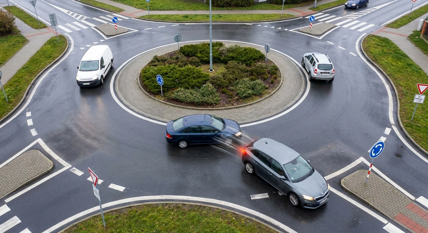 Pozor na kruhovém objezdu: myslet si, že máte vždy přednost, je nebezpečný omyl