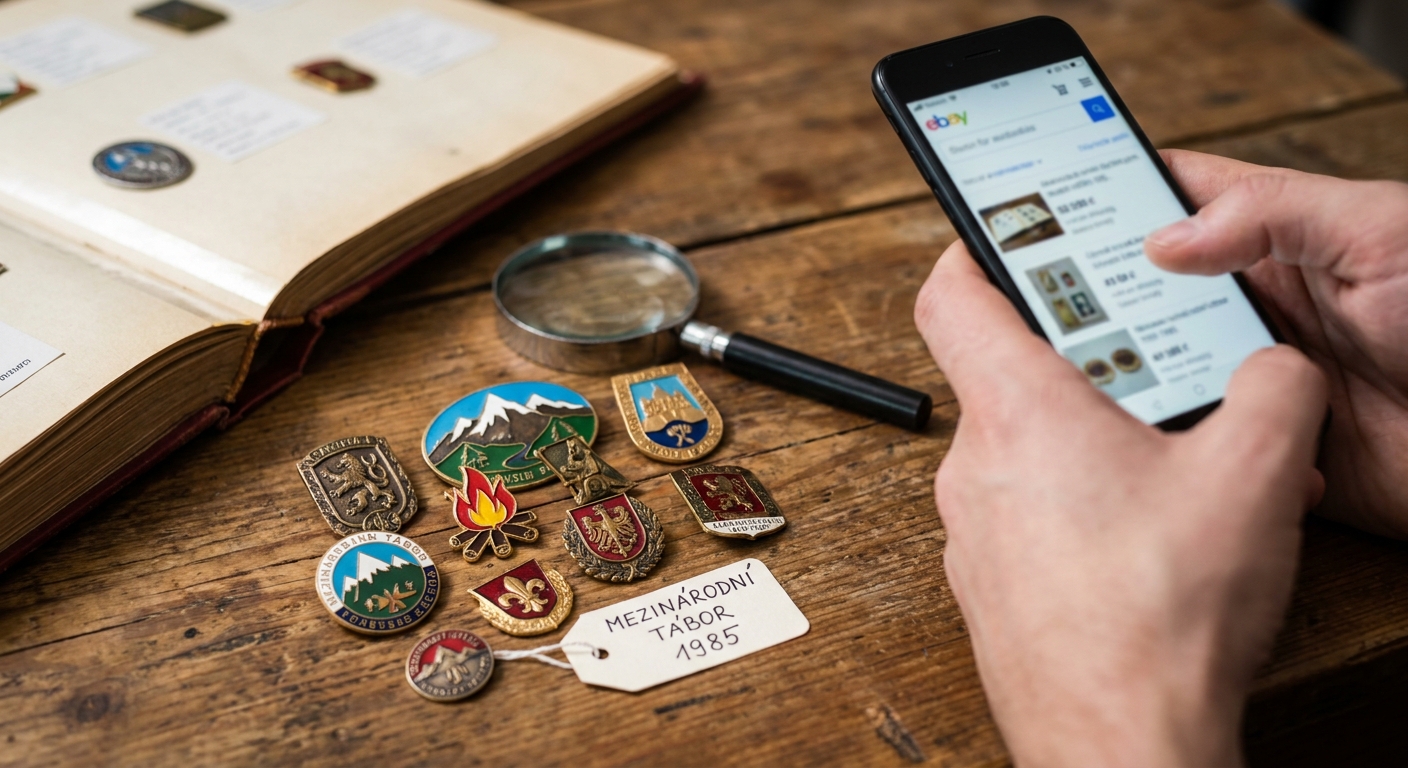Tyhle odznáčky se dřív dávaly za účast na každém dětském táboře. Dneska mají hodnotu přes 10 tisíc korun za kus