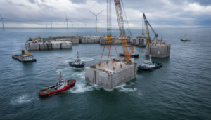 Belgie potopila do Severního moře 23 betonových bloků o hmotnosti 22 000 tun, aby vybudovala první energetický ostrov na planetě